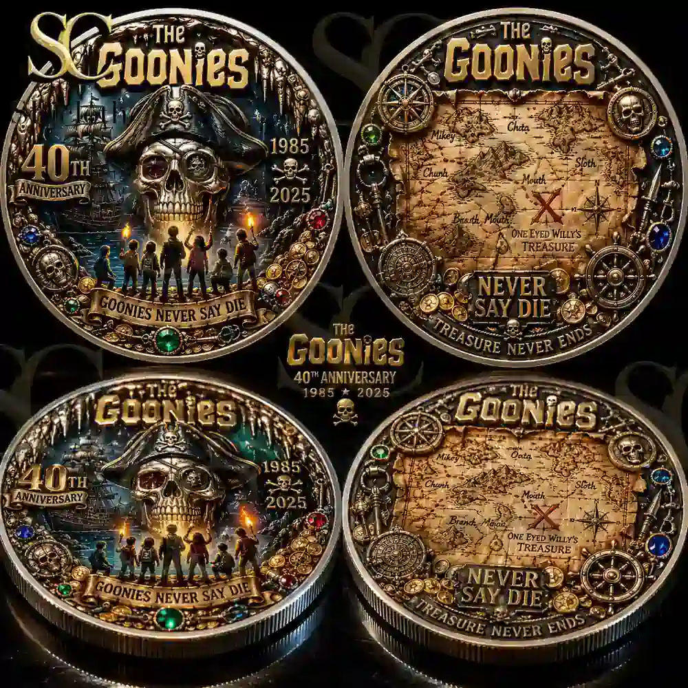 The Goonies anniversary coin front and back design!