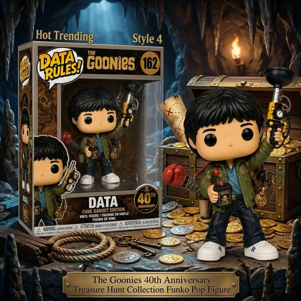 The Goonies 40th Anniversary Treasure Hunt Collection Funko Pop Figure 5 Data gadget collectible figure with pirate cave treasure and adventure tools!