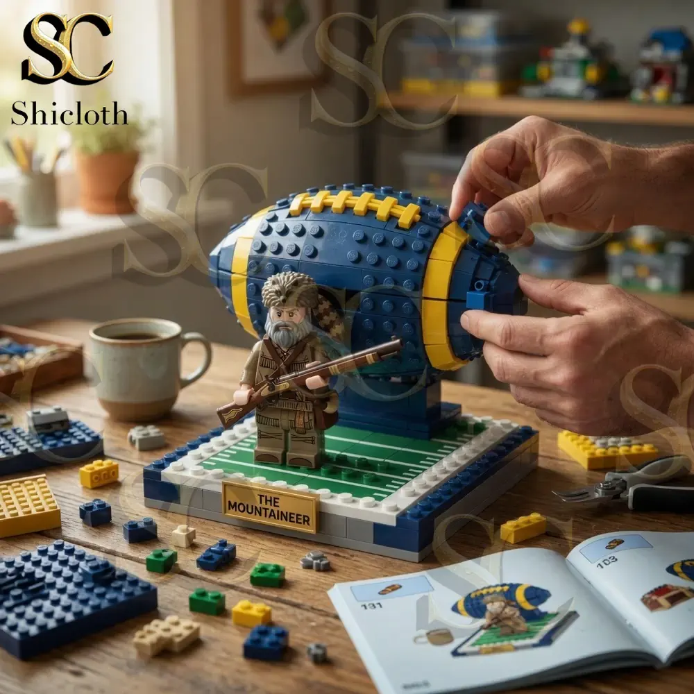 The Mountaineer Collection Building Blocks Set 4 Person assembling The Mountaineer building block display by Shicloth!