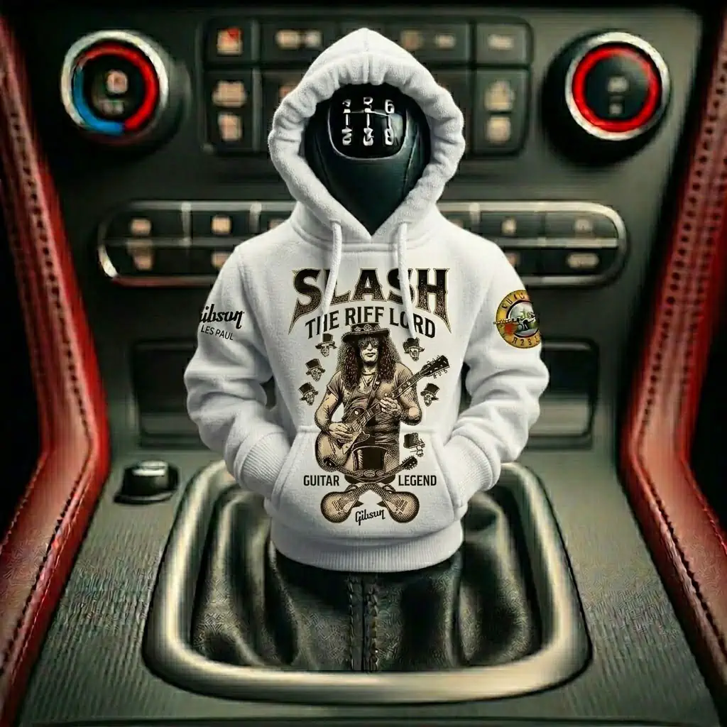 The Guitar Legend Slash Gibson Les Paul Car Gear Shifts Hoodies 7 Gear shift knob wearing a miniature Slash themed hoodie