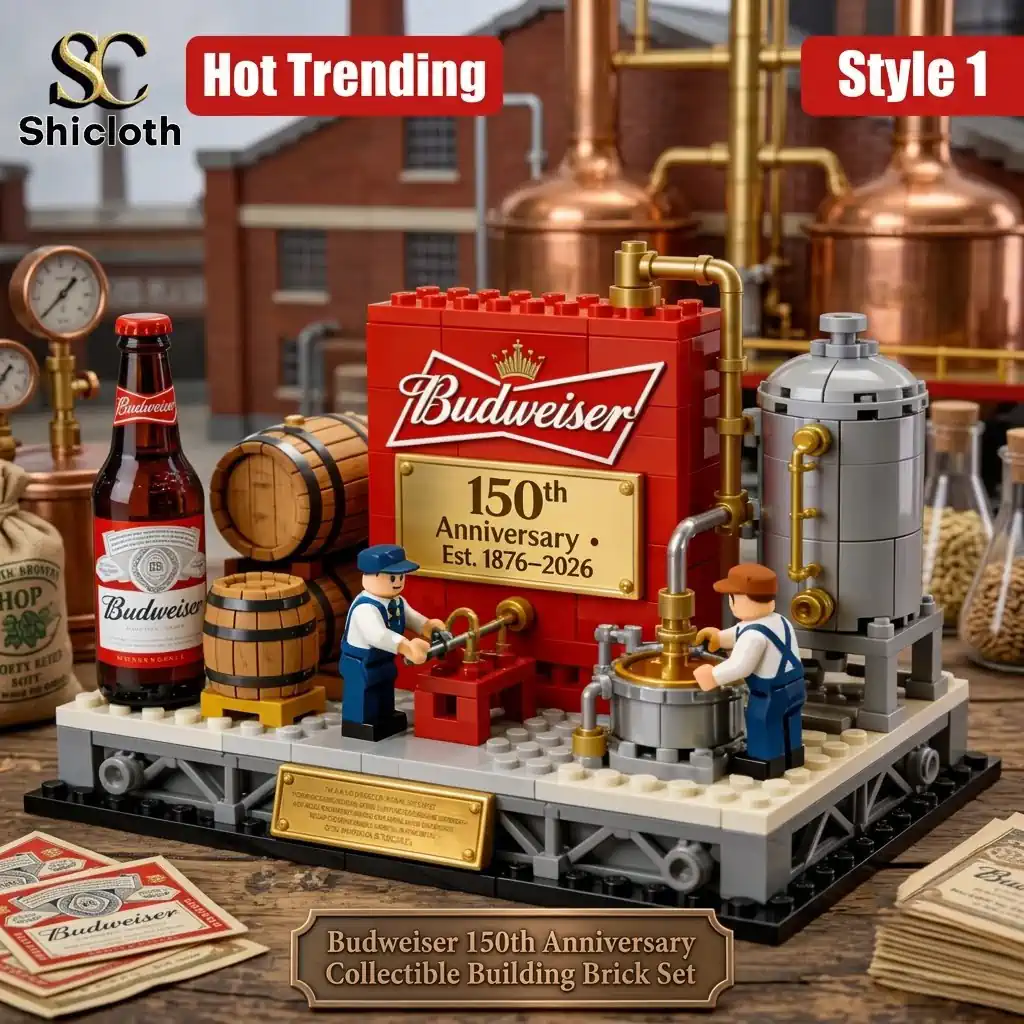 Budweiser anniversary brewery brick set with vintage barrels and brewing equipment!