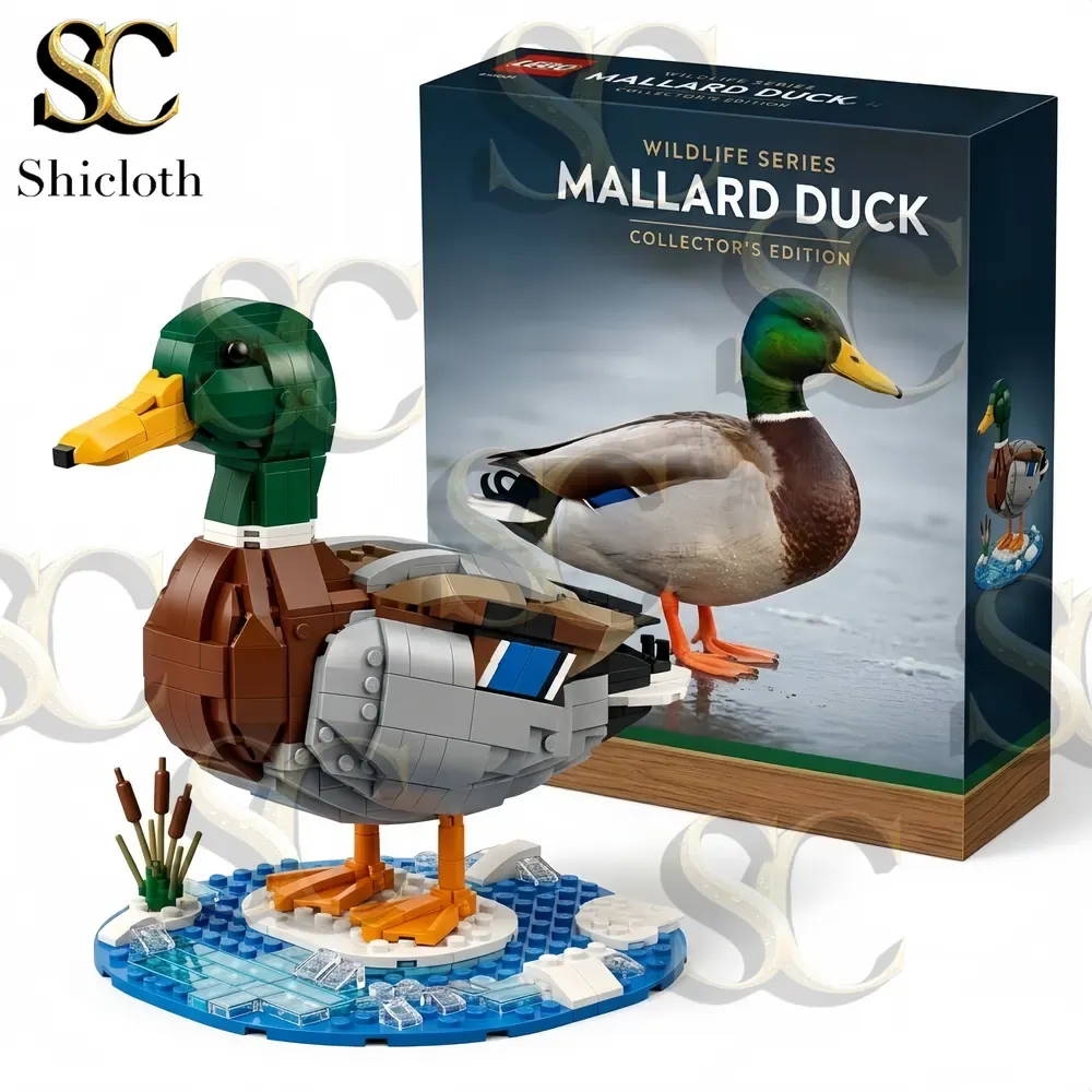 Mallard Duck building brick model beside collector edition product box!