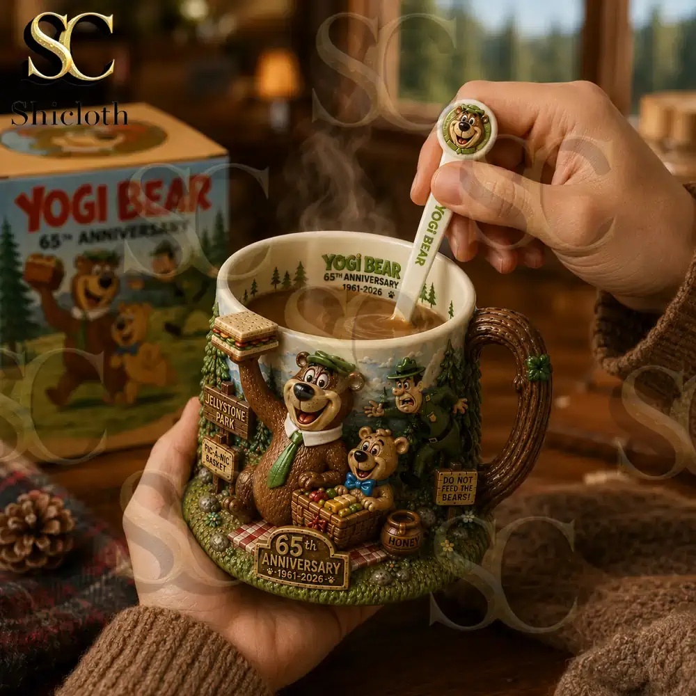 Yogi Bear 65th Anniversary Collector Mug 5 Yogi Bear collector mug with matching spoon by Shicloth!