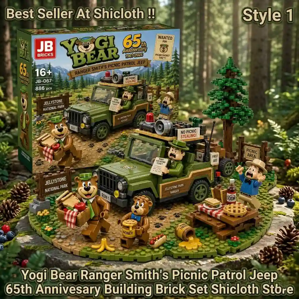Yogi Bear Ranger Smith's Picnic Patrol Jeep 65th Anniversary construction brick set